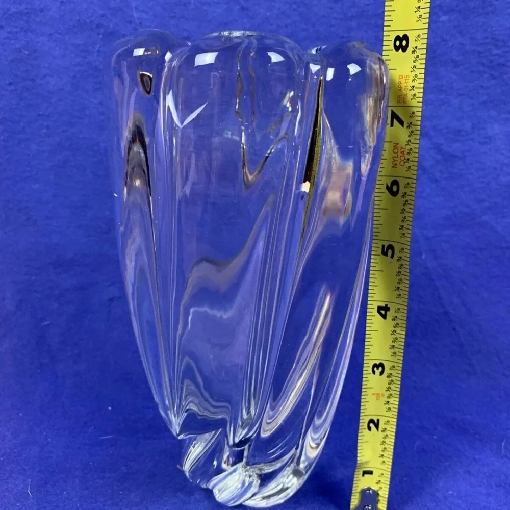 Signed Orrefors “Waterfall” Vase Edvin Öhrström 1940s Swedish Crystal MCM 8”